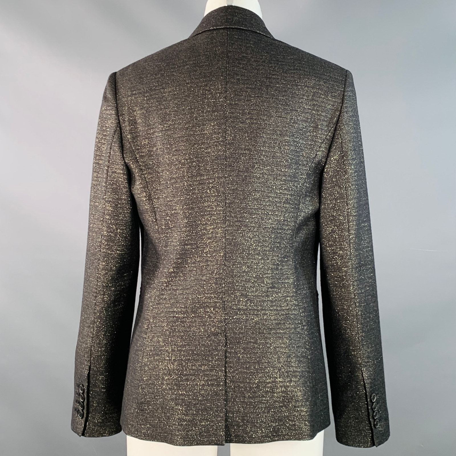 Paul Smith Size M Black Metallic Gold Wool Blend Single Button Jacket Blazer — image 3 of 8